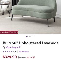 Seafoam Green Upholstered Loveseat Couch