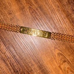 Chanel Chain Belt Logo Plate Accessory Metal 