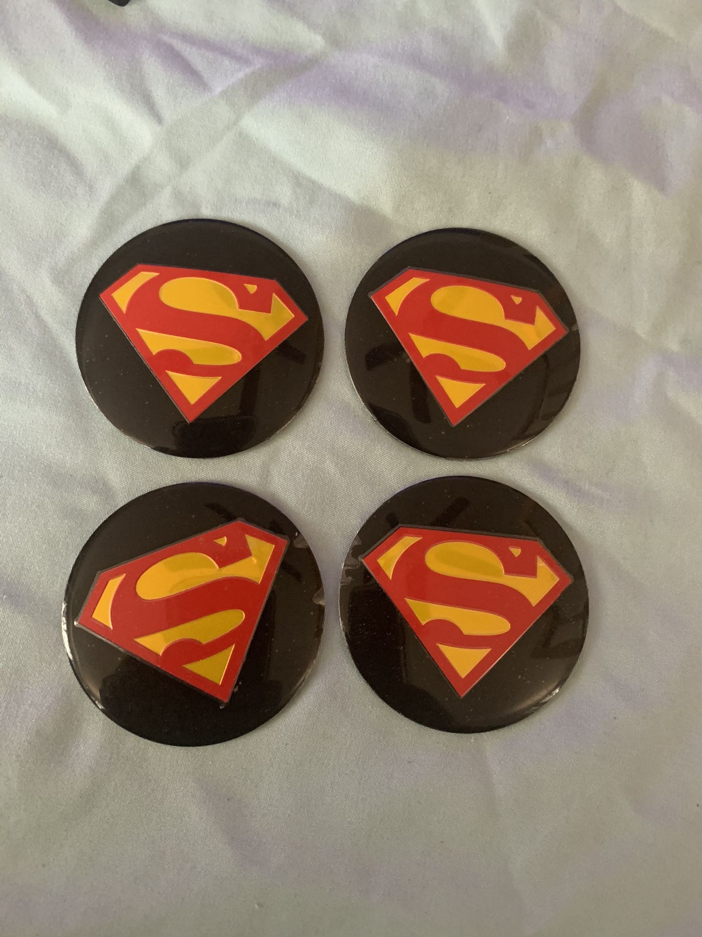 Superman center hub decals and locking valve cap covers