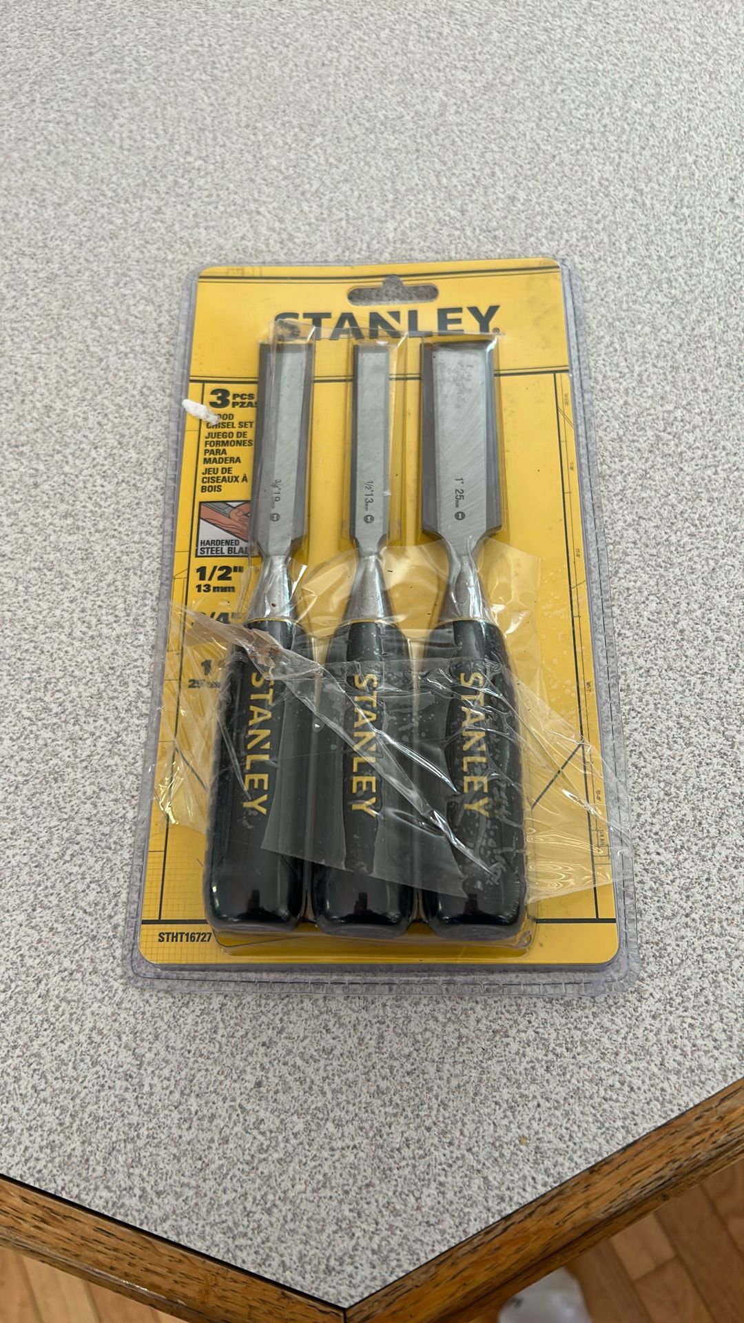 New ,Stanley three piece chisel set 1/2 inch 3/4 inch and 1 inch