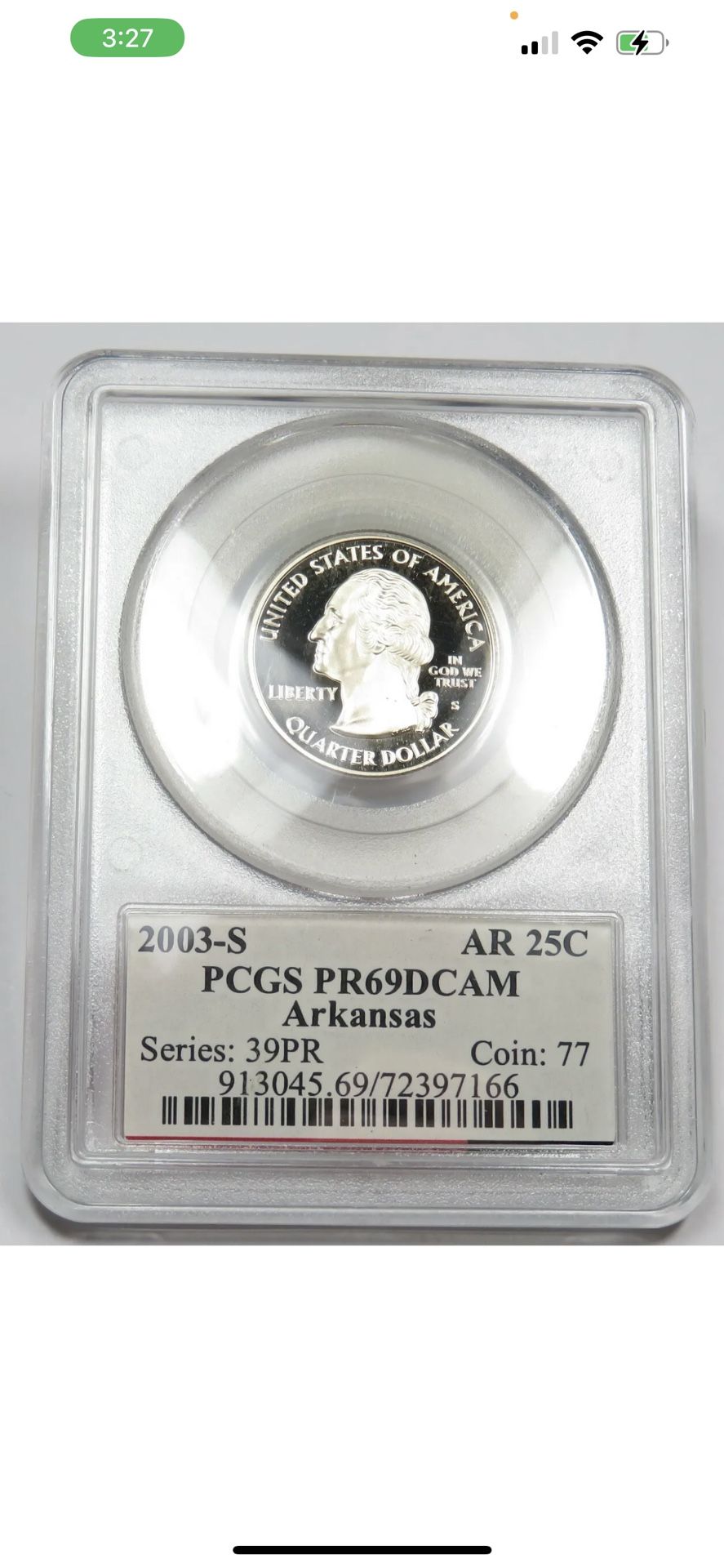 2003-S PCGS PR69DCAM PROOF Arkansas Clad Washington State Quarter 25c 