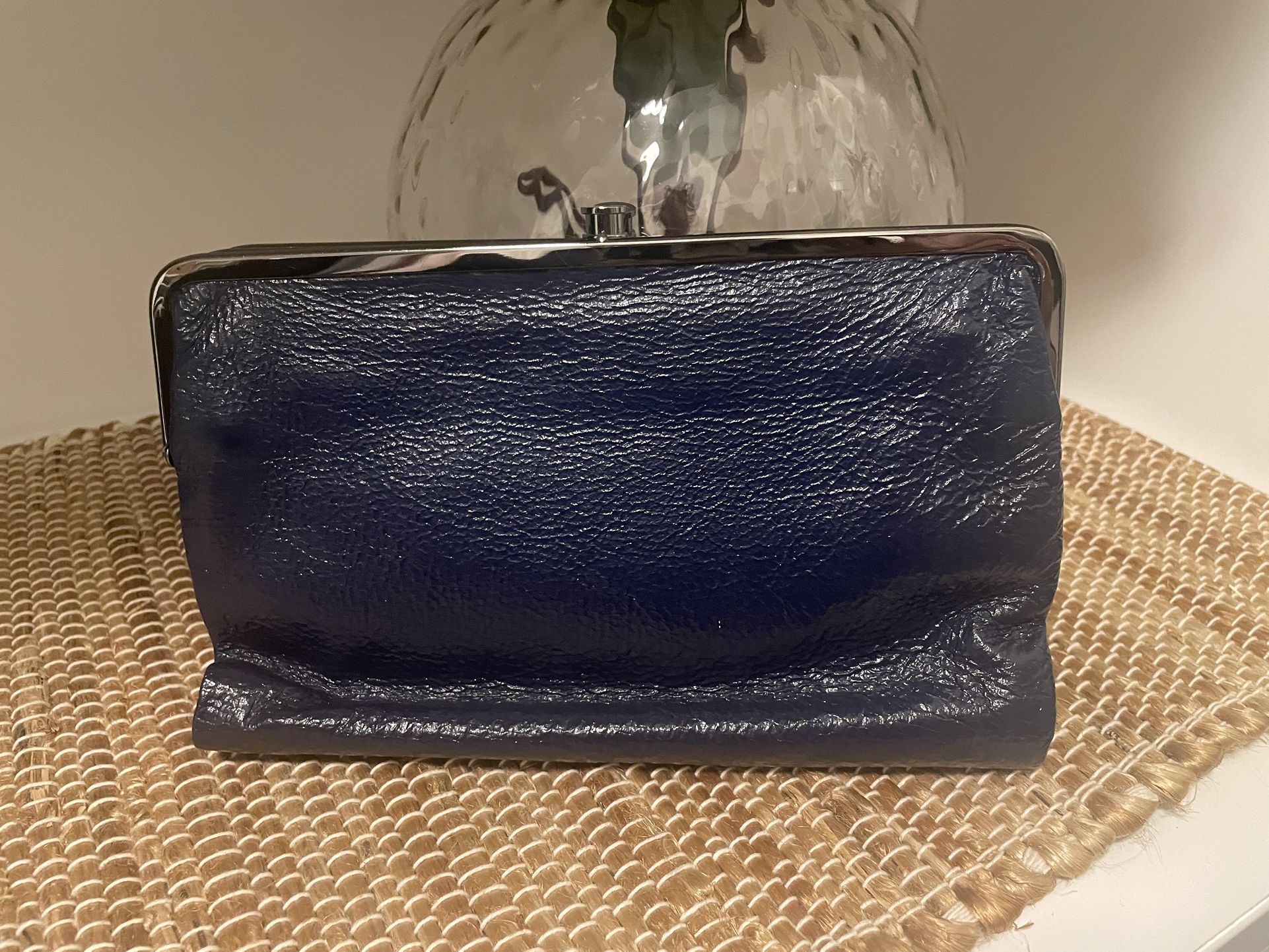 Navy Blue Hobo Leather Clutch