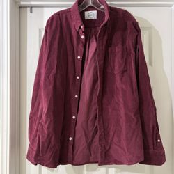 Kronstadt Casual Red Corduroy Button Down Men’s Shirt