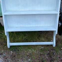 Wood Country Kitchen Shelf & Towel Rack   White