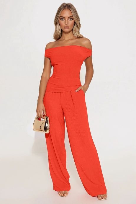 Off Shoulder Pant Set ! Size Large