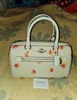 COACH ROWAN SATCHEL WITH POP FLORAL PRINT CHALK C5801