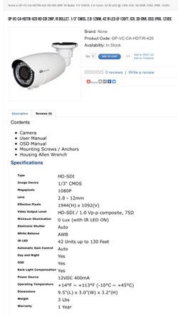 Security Cameras, different types available, water proof