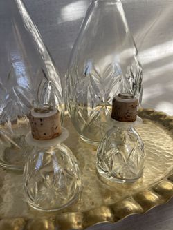 Pair Of Vintage Decanters 65 69 Liquor Glass Bottles Thumbnail