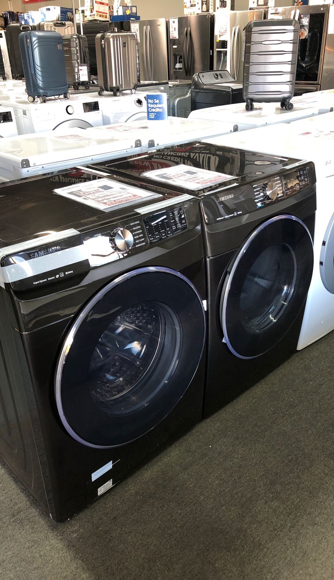 Washer and gas dryer frontload black stainless steel fingerprint resistant original price $2298 our price $1399