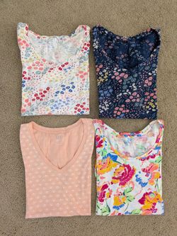 4 Gap Easy Tees Womens Size M Cotton Floral Print T-shirts~Price Includes All 4 Tees