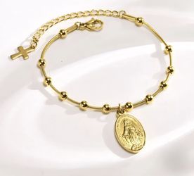 Bracelet Rosary 📿 Virgin Gold Plated/ Stainless Steel 