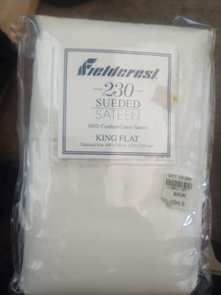 Fieldcrest Sueded Sateen Cotton King Flat - New