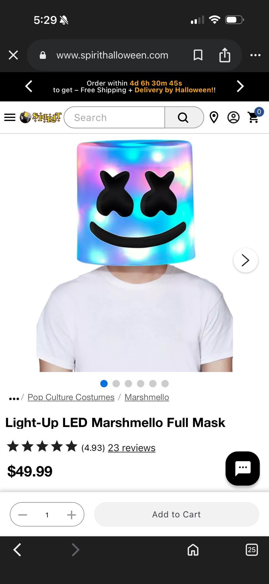 Light-Up LED Marshmello Full Mask