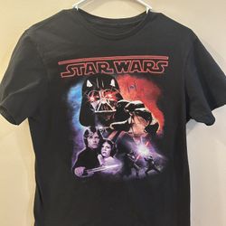 Star Wars Shirt  Medium Luke Leia Darth Vader BLACK T-Shirt Tee Shirt Vintage