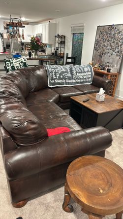 Large leather sectional couch
