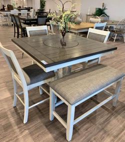 6PC Gray Dining Table Set