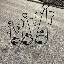 Wrought iron angel candle holders Set Of 3