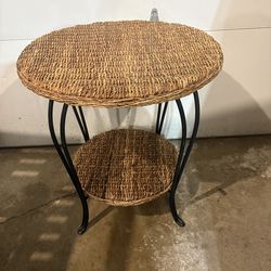 Seagrass and iron accent table