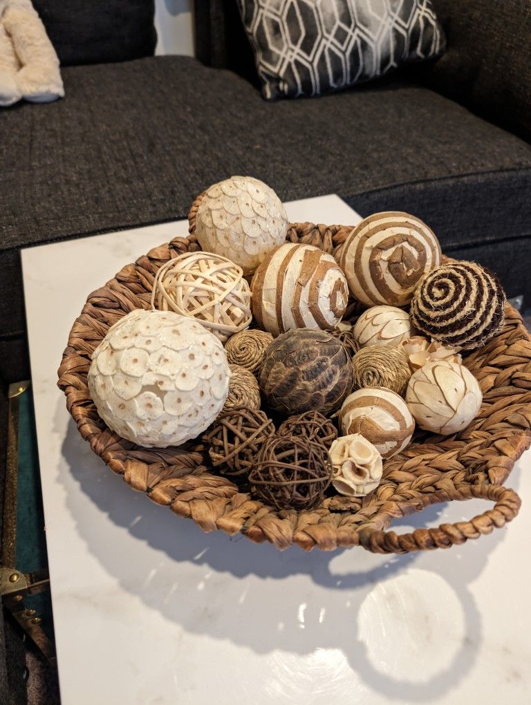 Rattan Bowl And Decor Woven Balls