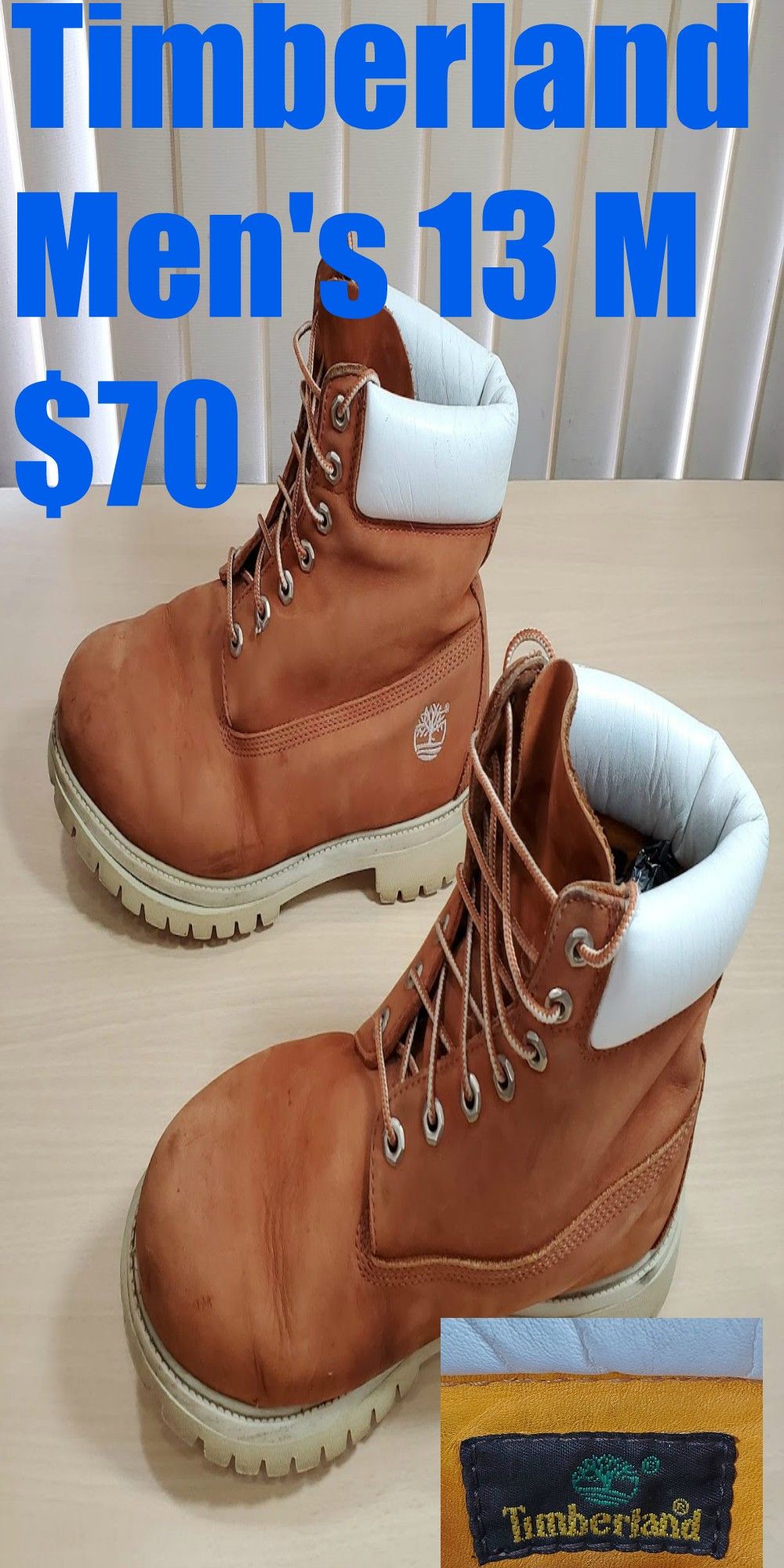 Timberland 6 Inch Mens 13 M Boots Premium Wpaterproof Brown Leather Lace Up 28039 Jordan