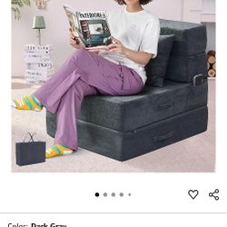 Folding Sofa Bed, 4 in 1 Convertible Sleeper Chair with Pillow, Single Memory Foam Fold Out Chair Bed, Modern Floor Futon Sofa Couch Mattress for Livi