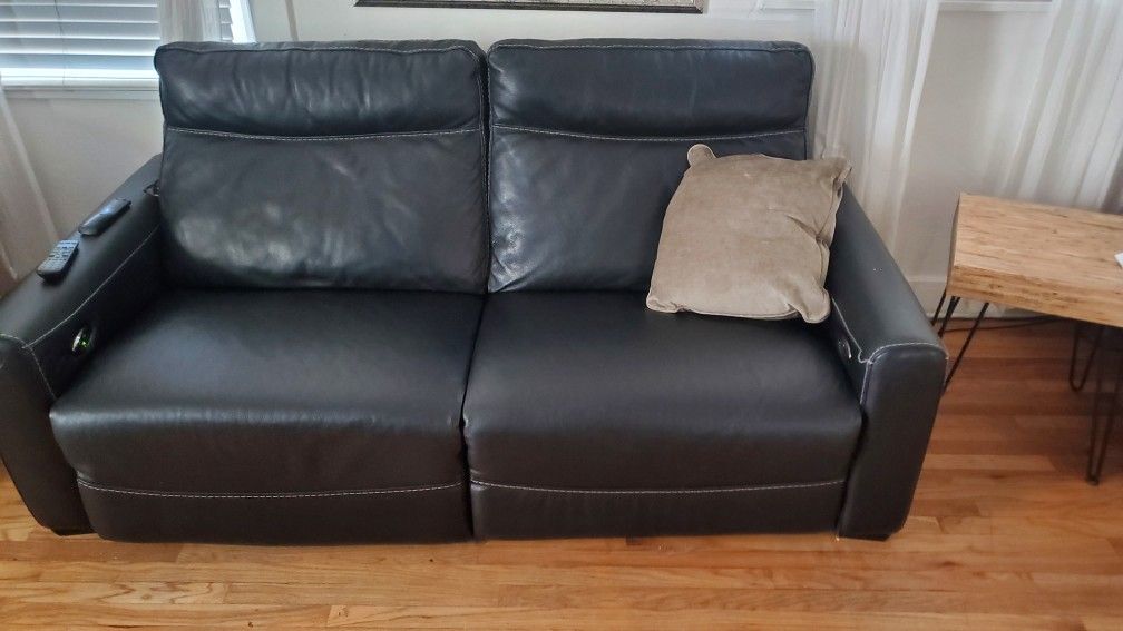Marzia Leather Sofa w/ 2 Power Recliner Seats