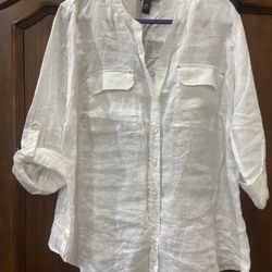 White Linen Top “INC”