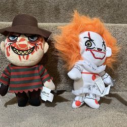 Freddy Krueger A Nightmare on Elm Street & Pennywise IT 8” plush New lot of 2