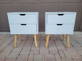 White Side Tables with 2 Drawers