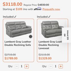 Leather Recliner Sofa For Sale ( Negotiable)