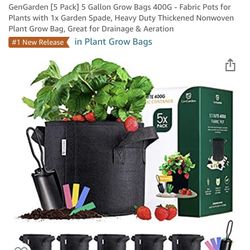Set Of 5 Grow Bags 5 Gallon -brand new