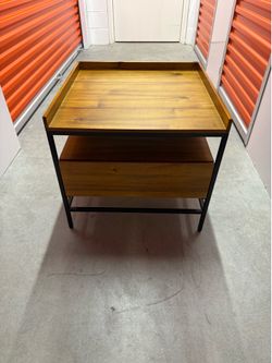 Rustic End Table / Nightstand with Storage – Modern Farmhouse