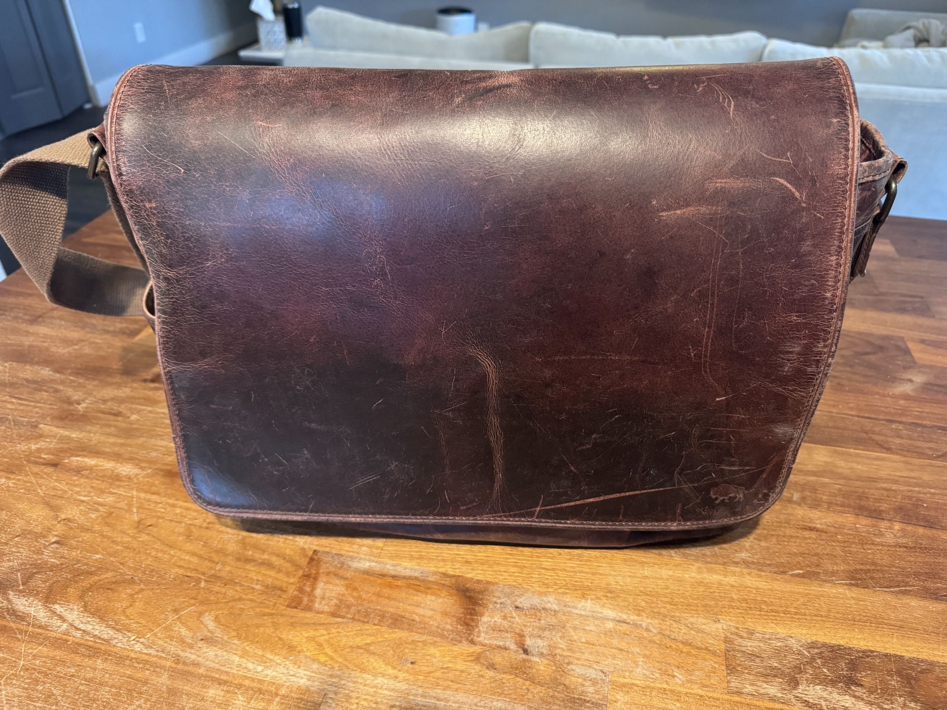 ROOSEVELT BUFFALO LEATHER SATCHEL MESSENGER BAG - LARGE