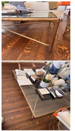Thaddeus-Style Glass & Brass Coffee Table