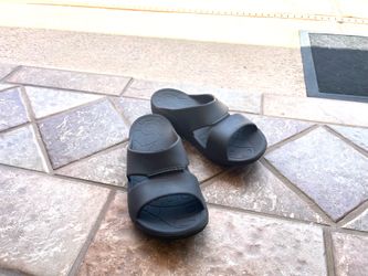 Aetrex Men's Bali Orthotic Slip On Slides for Men Non-Slip Slide Sandals grey size 11