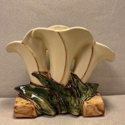Vintage McCoy Pottery Yellow Three Triple Lily Vase