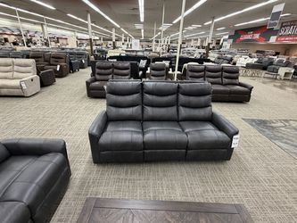 Charcoal Leather Power Reclining Sofa - Charcoal | Couch | Living Room Couch