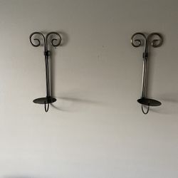 Mid century Modern Rustic Iron Wrought Candle Holders 