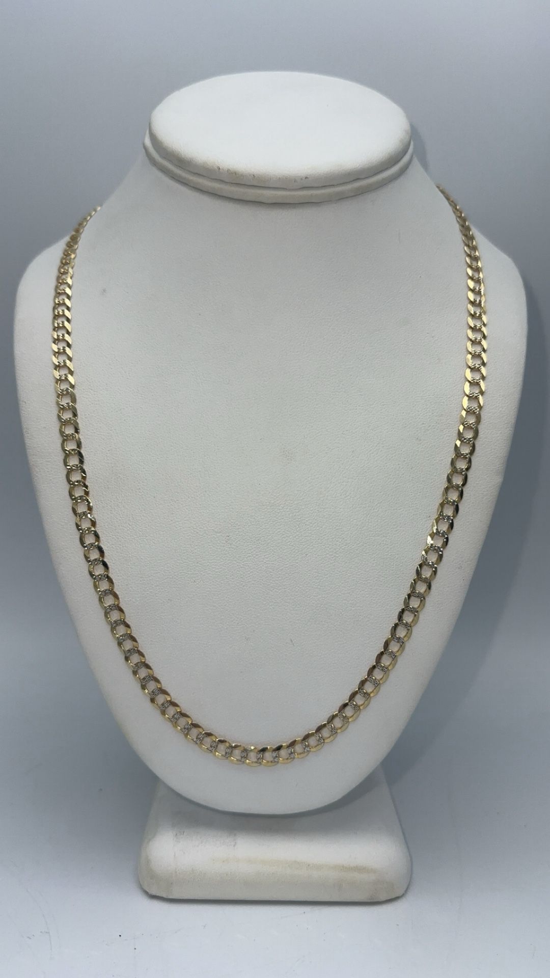 14kt Yellow Gold Diamond Cut Curb Link Chain