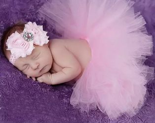 Size 0-3 months Baby Tutu Skirt With Matching Flower Headband Baby Photography Props Bow Girl Tulle Tutu Skirt And Hair Accessories