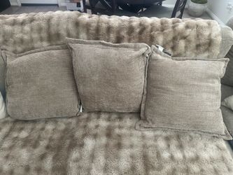 Set of 3 Beige Woven Throw Pillows