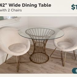 42” Wide Dining Table + 2 Chairs