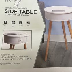 Side Table With Bluetooth Speaker 