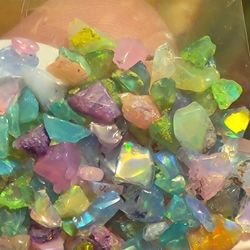 Natural Ethiopian Fire Opal Crystal Chips 3.5-5mm