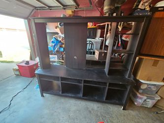 Dark Brown Wood Entertainment Center