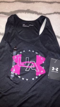 Under Armour Sleeveless  Woman Top Black and Pink Size  L