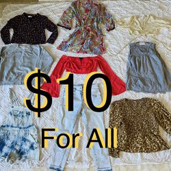 All For $10 Women Clothes size L in good condition👖Pants,overall Shorts,sweatshirt,Tops etc