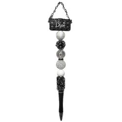 Fashion Fancy Custom Beaded Ballpoint Twist Pen Black White