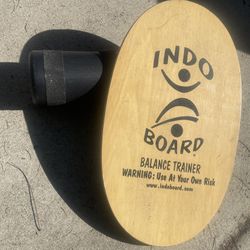 Original Indo Board Balance Board Trainer Set with Roller - Natural Wood
