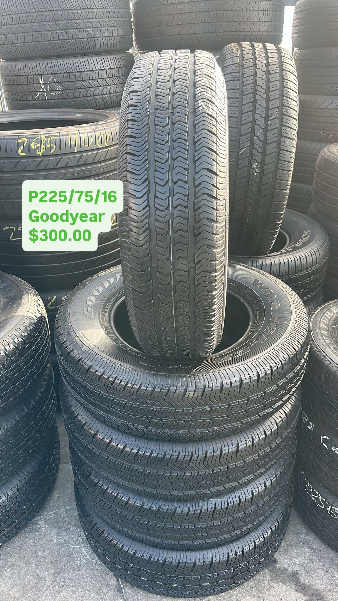 P225/75/16 Goodyear Semi New With 96% Tread Life